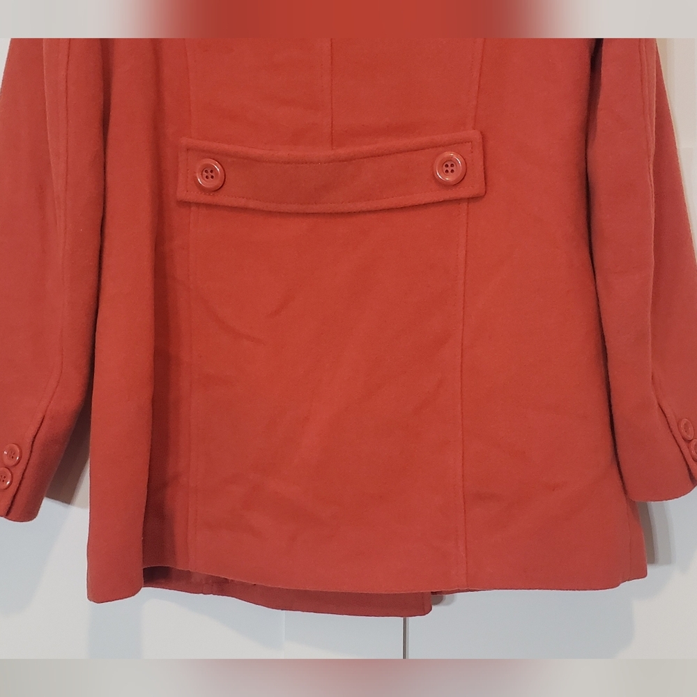 Chadwicks Wool Blend Pea Coat Double Breasted Size 10P Pockets Orange - Picture 11 of 16